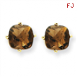 14k 6mm Cushion Smokey Quartz Earring