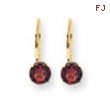 14k 6mm Garnet Checker leverback earring