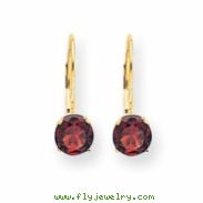 14k 6mm Garnet Checker leverback earring