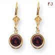 14k 6mm Garnet leverback earring