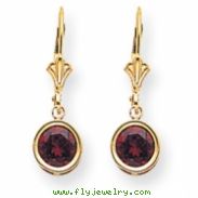 14k 6mm Garnet leverback earring