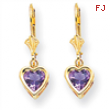 14k 6mm Heart Amethyst earring