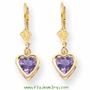 14k 6mm Heart Amethyst earring