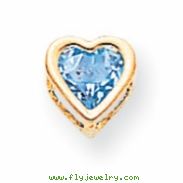 14k 6mm Heart Blue Topaz bezel pendant