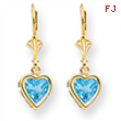 14k 6mm Heart Blue Topaz earring