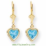 14k 6mm Heart Blue Topaz earring