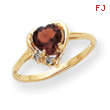 14k 6mm Heart Garnet A Diamond ring