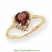 14k 6mm Heart Garnet A Diamond ring