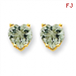 14k 6mm Heart Green Amethyst Earring