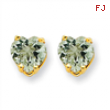 14k 6mm Heart Green Amethyst Earring