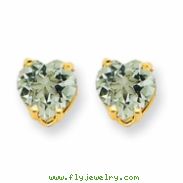 14k 6mm Heart Green Amethyst Earring