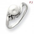 14k 6mm Pearl A Diamond ring