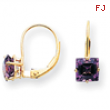 14k 6mm Princess Cut Amethyst leverback earring