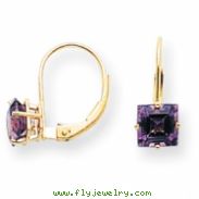 14k 6mm Princess Cut Amethyst leverback earring
