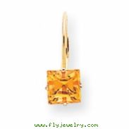 14k 6mm Princess Cut Citrine leverback earring