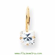 14k 6mm Princess Cut Cubic Zirconia leverback earring