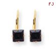 14k 6mm Princess Cut Garnet leverback earring