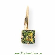 14k 6mm Princess Cut Peridot leverback earring