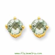 14k 6mm Round Green Amethyst Earring