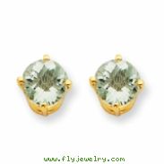 14k 6mm Round Green Amethyst Earring