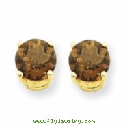 14k 6mm Round Smokey Quartz Earring