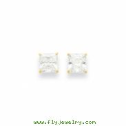 14k 6mm Square CZ Post Earrings