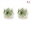 14k 6mm Square Green Amethyst Earring