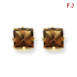 14k 6mm Square Smokey Quartz Earring