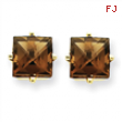 14k 6mm Square Smokey Quartz Earring