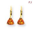 14k 6mm Trillion Citrine leverback earring