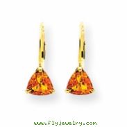 14k 6mm Trillion Citrine leverback earring