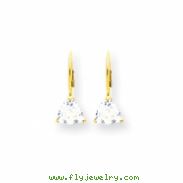 14k 6mm Trillion Cubic Zirconia leverback earring