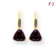 14k 6mm Trillion Garnet leverback earring