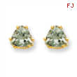 14k 6mm Trillion Green Amethyst Earring