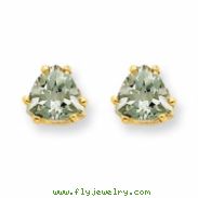 14k 6mm Trillion Green Amethyst Earring