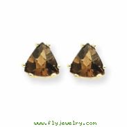 14k 6mm Trillion Smokey Quartz Earring