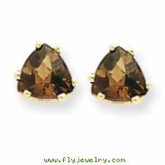 14k 6mm Trillion Smokey Quartz Earring