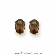 14k 6x4 Oval Smokey Quartz Earring