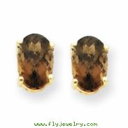 14k 6x4 Oval Smokey Quartz Earring