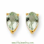 14k 6x4 Pear Green Amethyst Earring