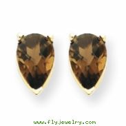 14k 6x4 Pear Smokey Quartz Earring