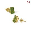 14K 6x4mm Genuine Semi-Precious Peridot Emerald Cut Studs