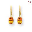 14k 6x4mm Oval Citrine leverback earring