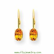 14k 6x4mm Oval Citrine leverback earring