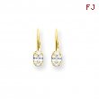 14k 6x4mm Oval Cubic Zirconia leverback earring