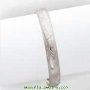 14k 7/16 WG Florentine Engraved Hinged Bangle