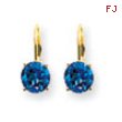 14k 7mm Blue Topaz leverback earring