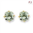 14k 7mm Cushion Green Amethyst Earring