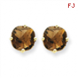 14k 7mm Cushion Smokey Quartz Earring