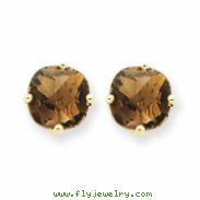 14k 7mm Cushion Smokey Quartz Earring